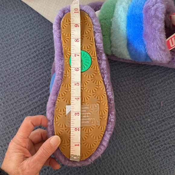 UGG Women’s Rainbow 🌈 Fluff Yeah Faux Fur Open-toe Slingback Slides Size 9 - Picture 12 of 15